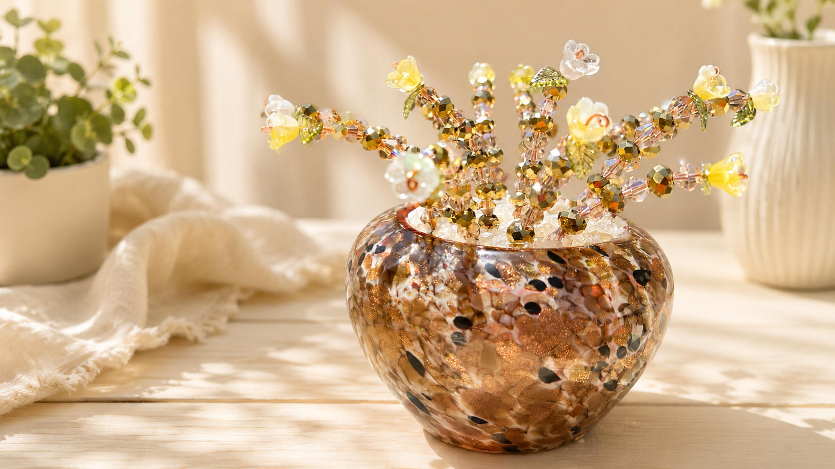 1 Home 4 Creativity - Beaded Plant/Flower - Glimmiering Golden - Available for pickup instore ONLY at 90 Samnah Crescent in Ingersoll