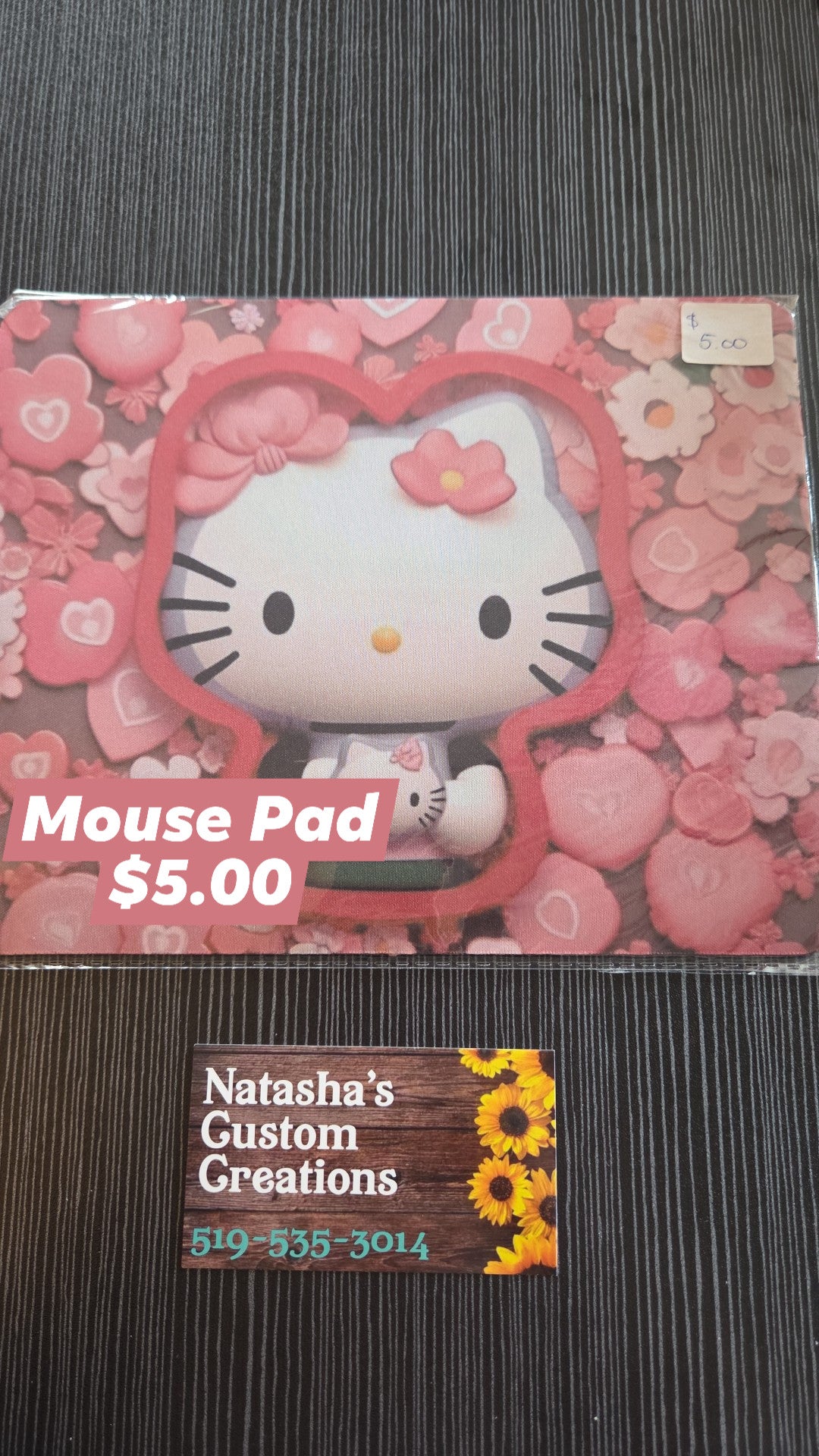 Natasha's Custom Creations -Mouse Pad - Pink Hello Kitty