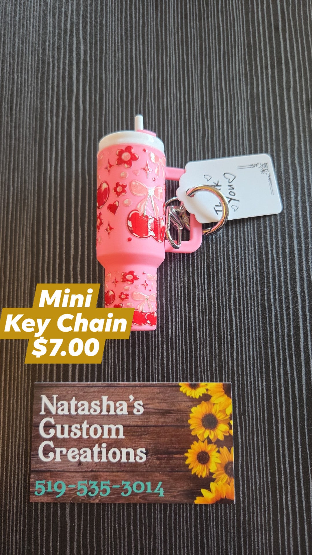 Natasha's Custom Creations - Mini Stanley Keychain - Pink Bows