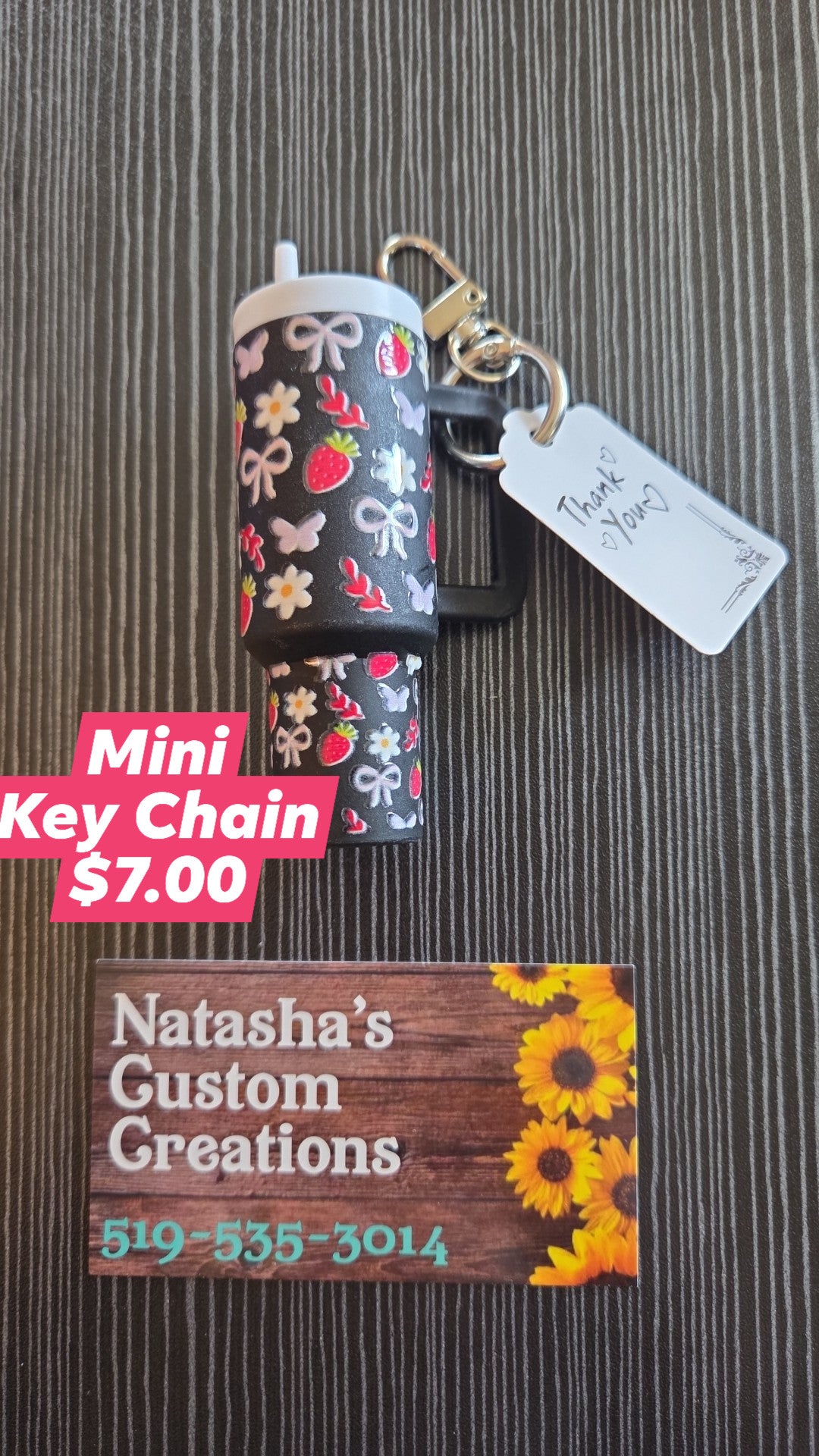 Mini Stanley Keychain - black bows