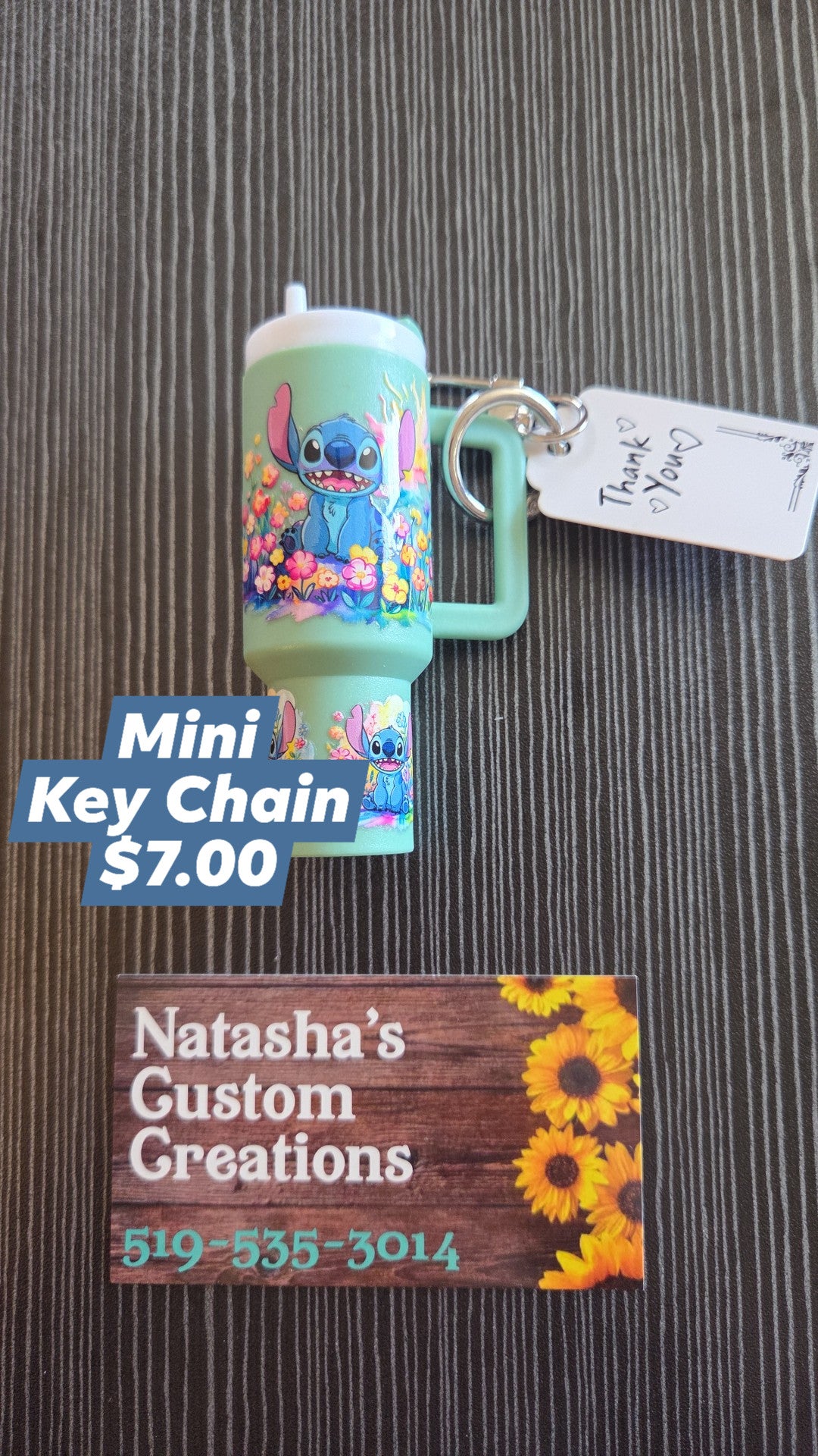 Natasha's Custom Creations -Mini Stanley Keychain - Stitch