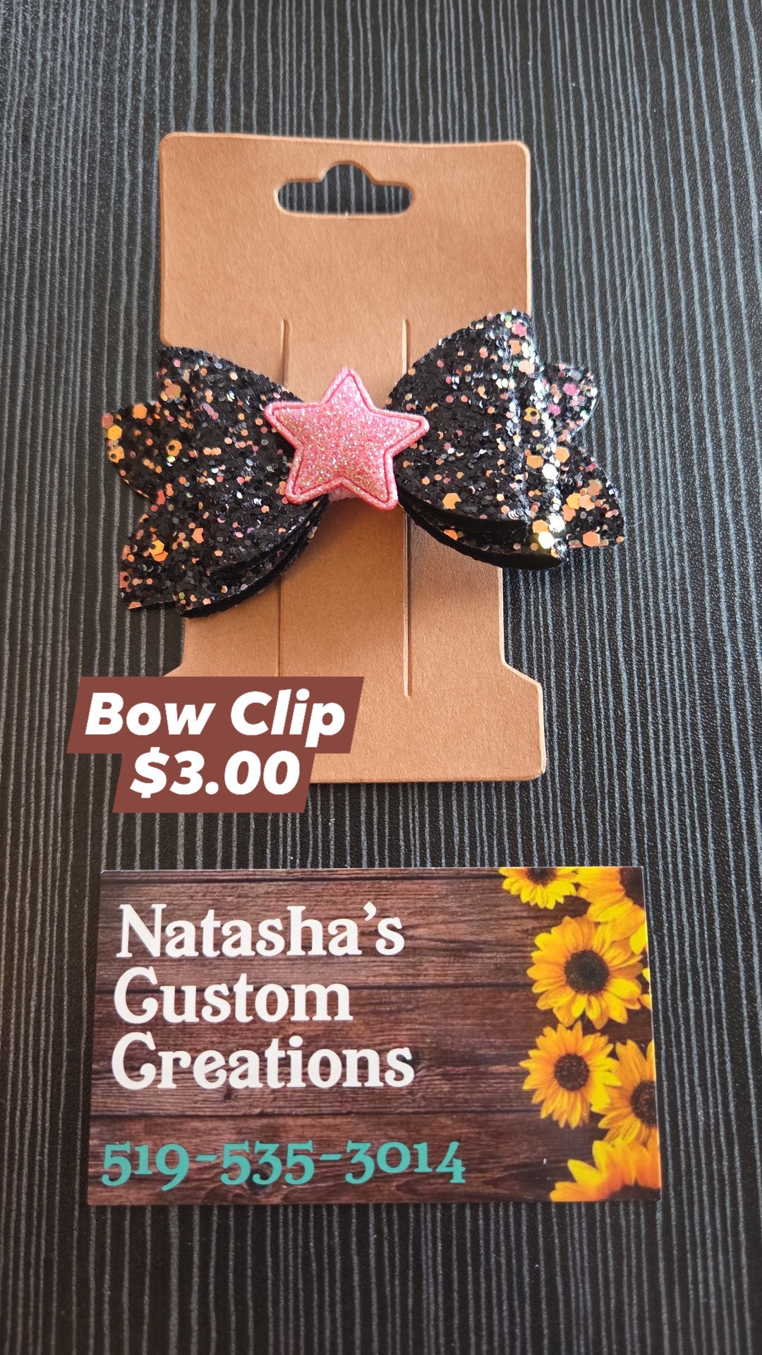 Natasha's Custom Creations - Bow Clips - Pair - pink heart