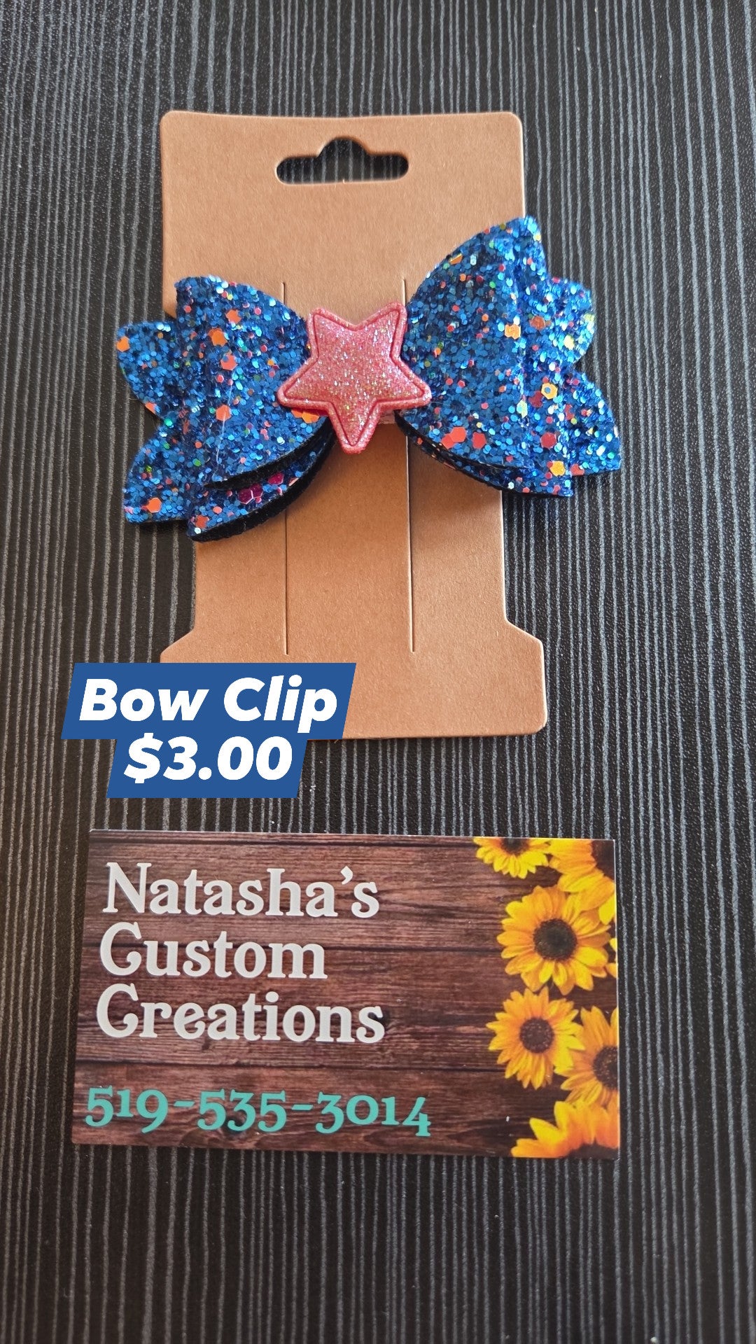 Natasha's Custom Creations - Bow Clips - Pair - Pink Stars
