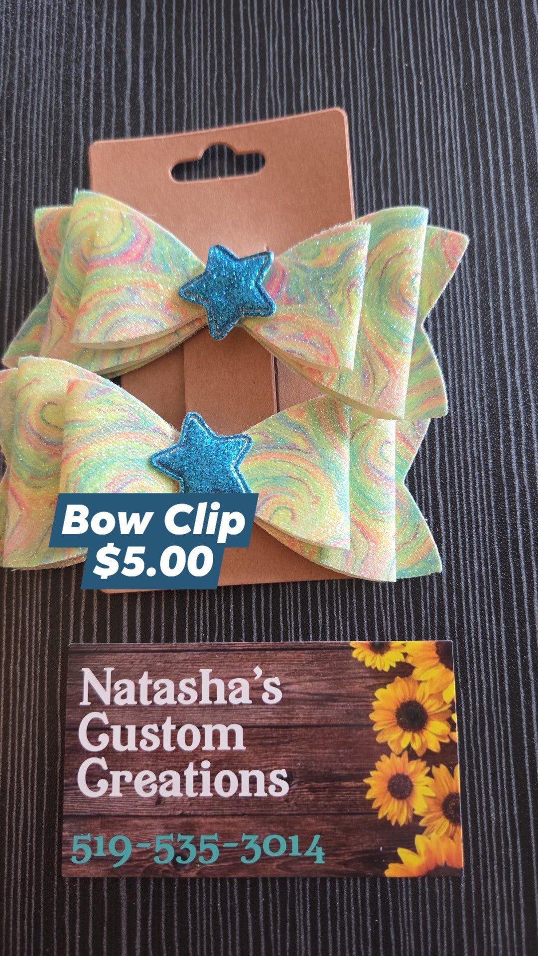 Natasha's Custom Creations - Bow Clips - Pair - Blue Stars