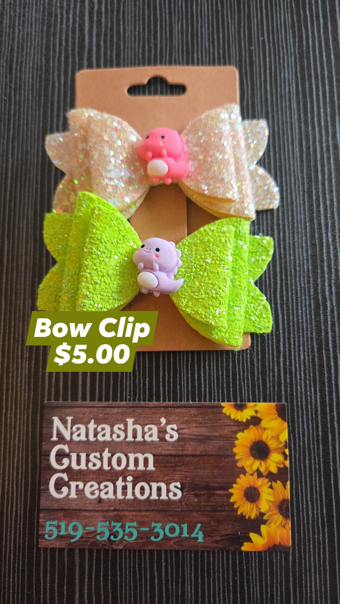 Natasha's Custom Creations - Bow Clips - Pair - Dinos