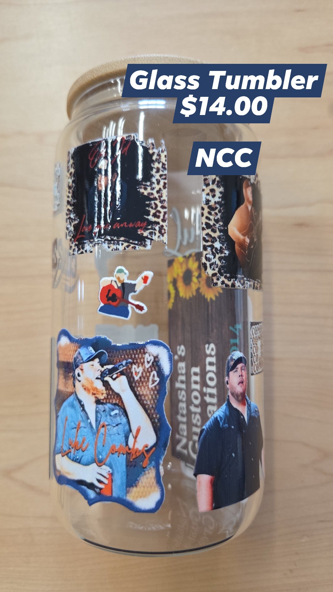 Natasha's Custom Creations - Glass Tumbler -Luke Combs