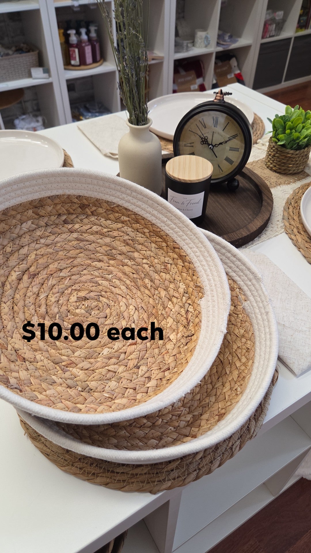 White and Whicker Basket - Sold Individually