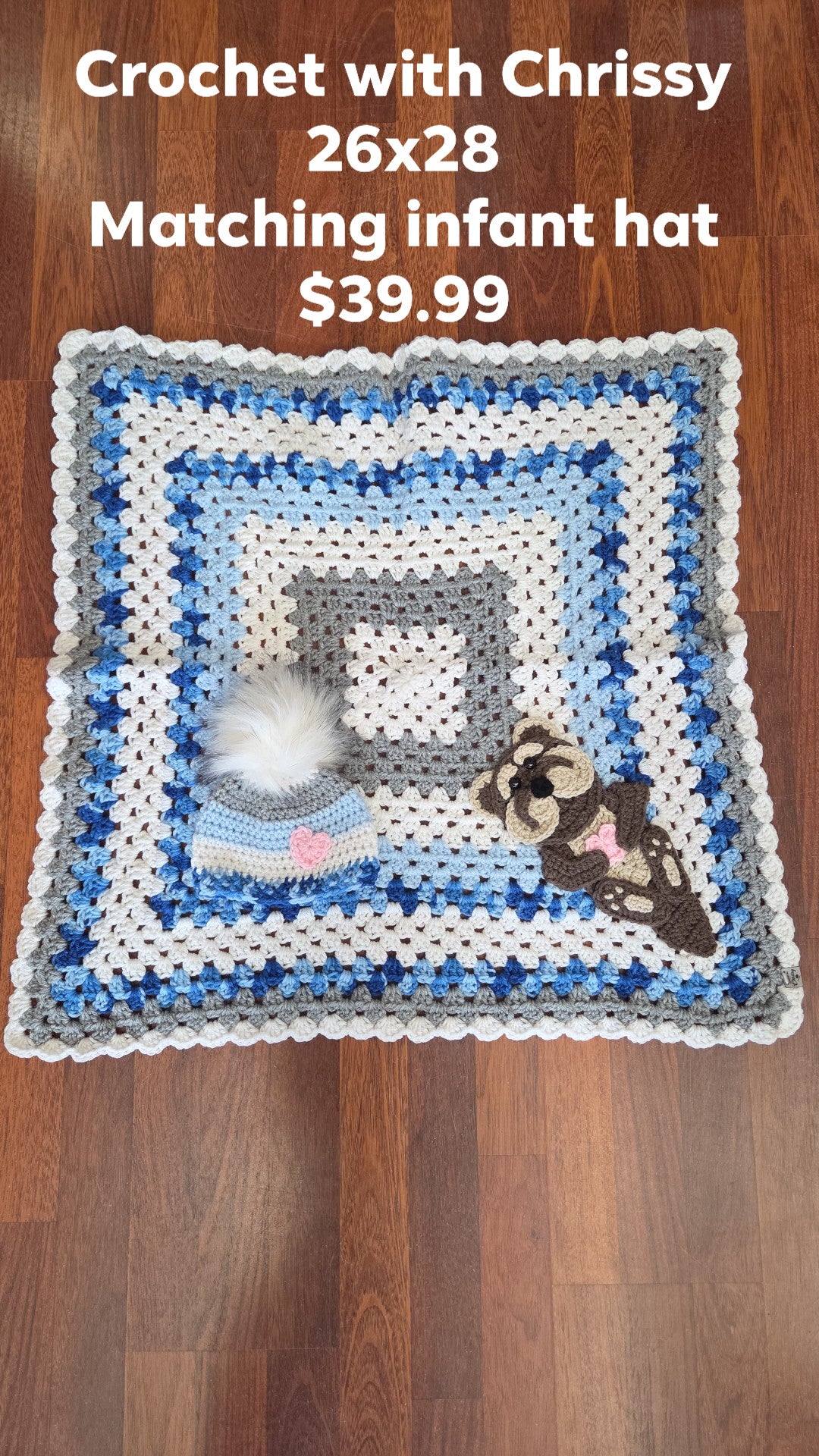 Baby Blanket with Matching Infant Hat