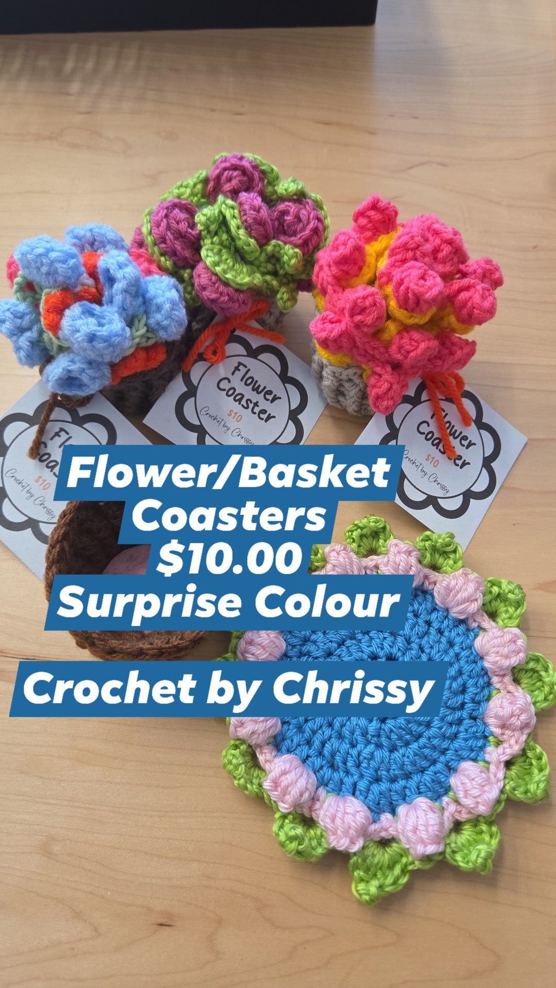 Instore Crochet with Chrissy - $10 - Flower Coaster Set - Surprise Pattern