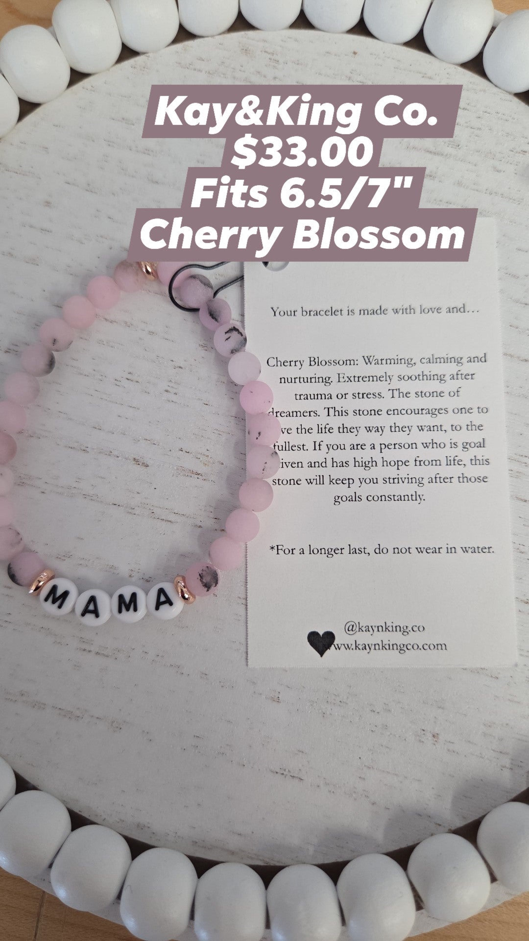 Kay & King Co. - Letter Bead - Mama - Cherry Bloosom