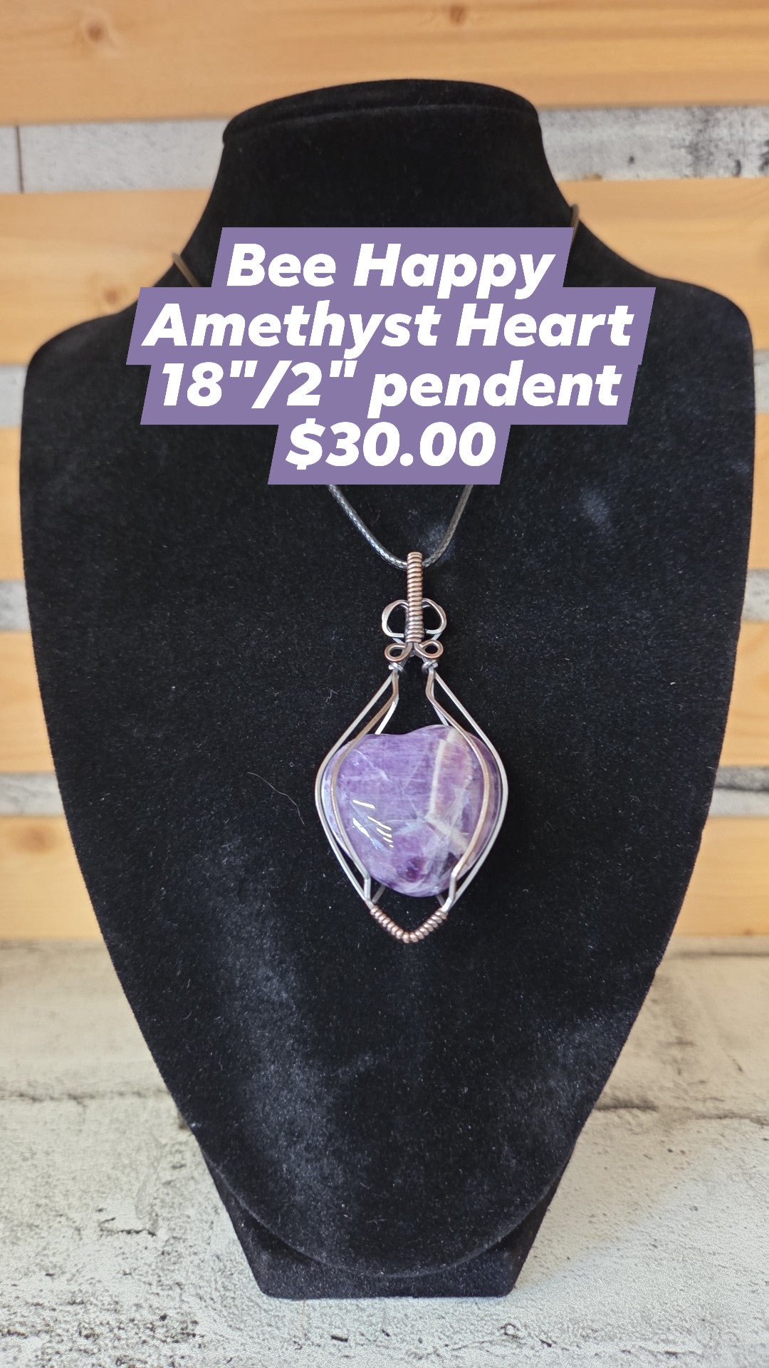 Bee Happy - Amethyst Heart