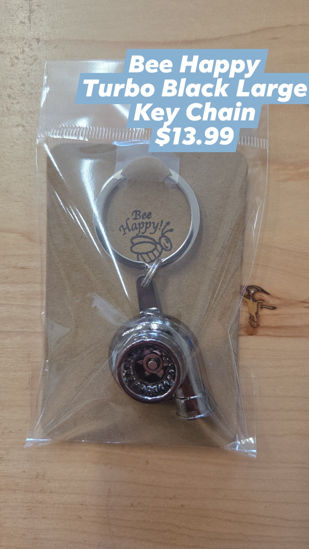 Bee Happy - Key Chain - Turbo Large Black