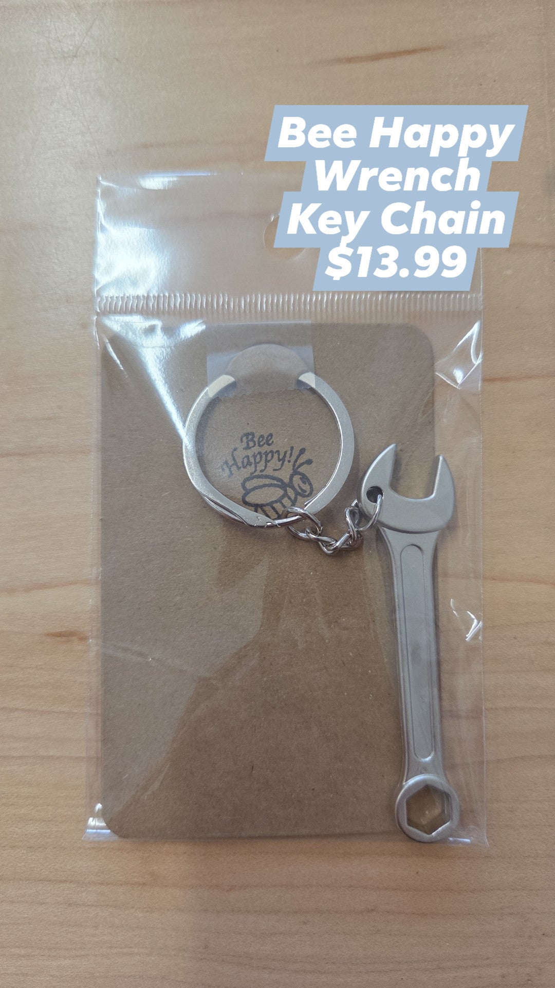 Bee Happy - Key Chain - Wrench