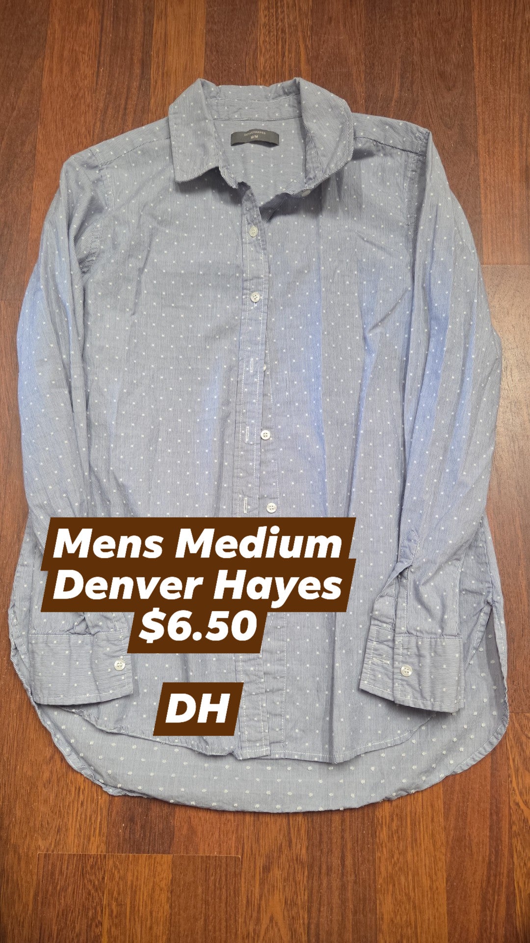 Mens Medium Denver Hayes Dress Shirt