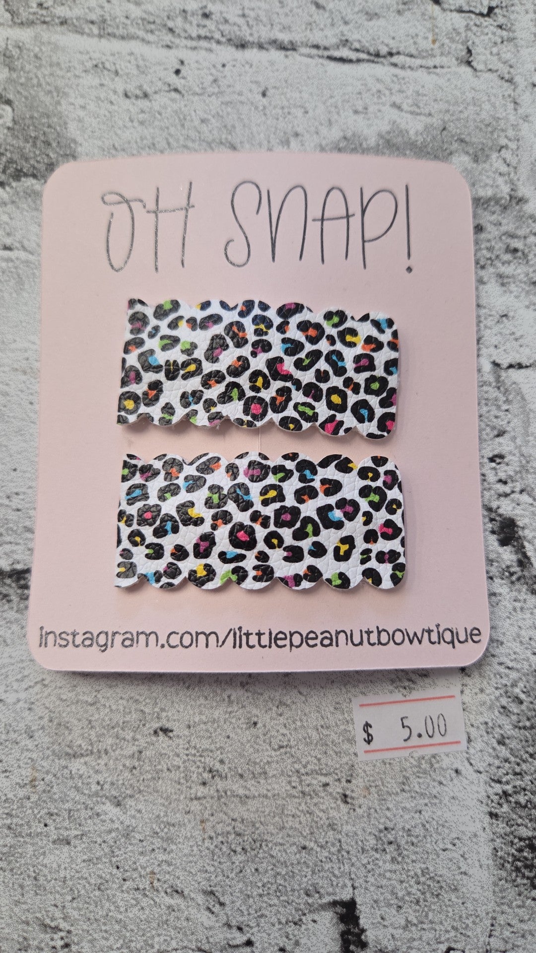 Little Peanut Bowtique - Snap Clips - Rainbow Cheetah