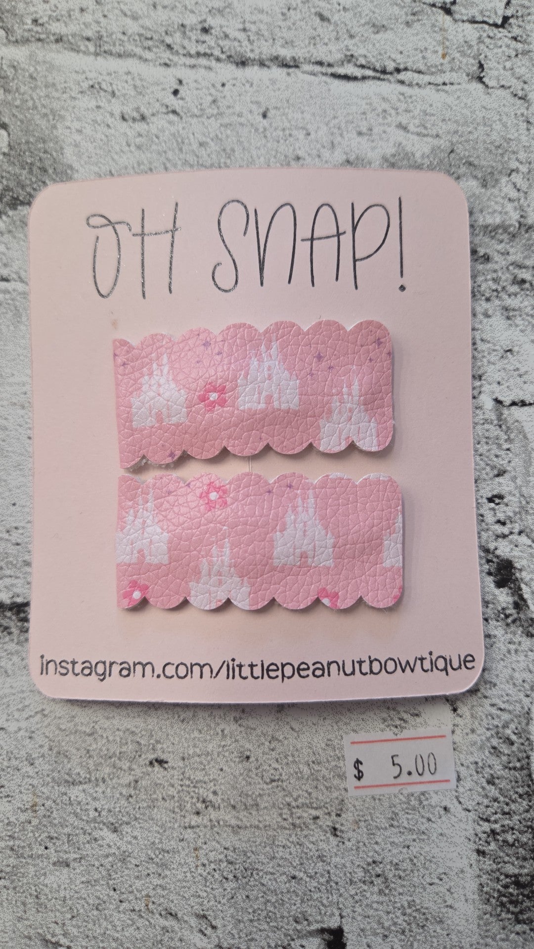 Little Peanut Bowtique - Snap Clips - Pink Castles
