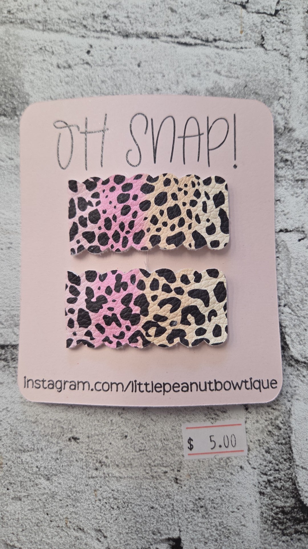 Little Peanut Bowtique - Snap Clips - Cheetah