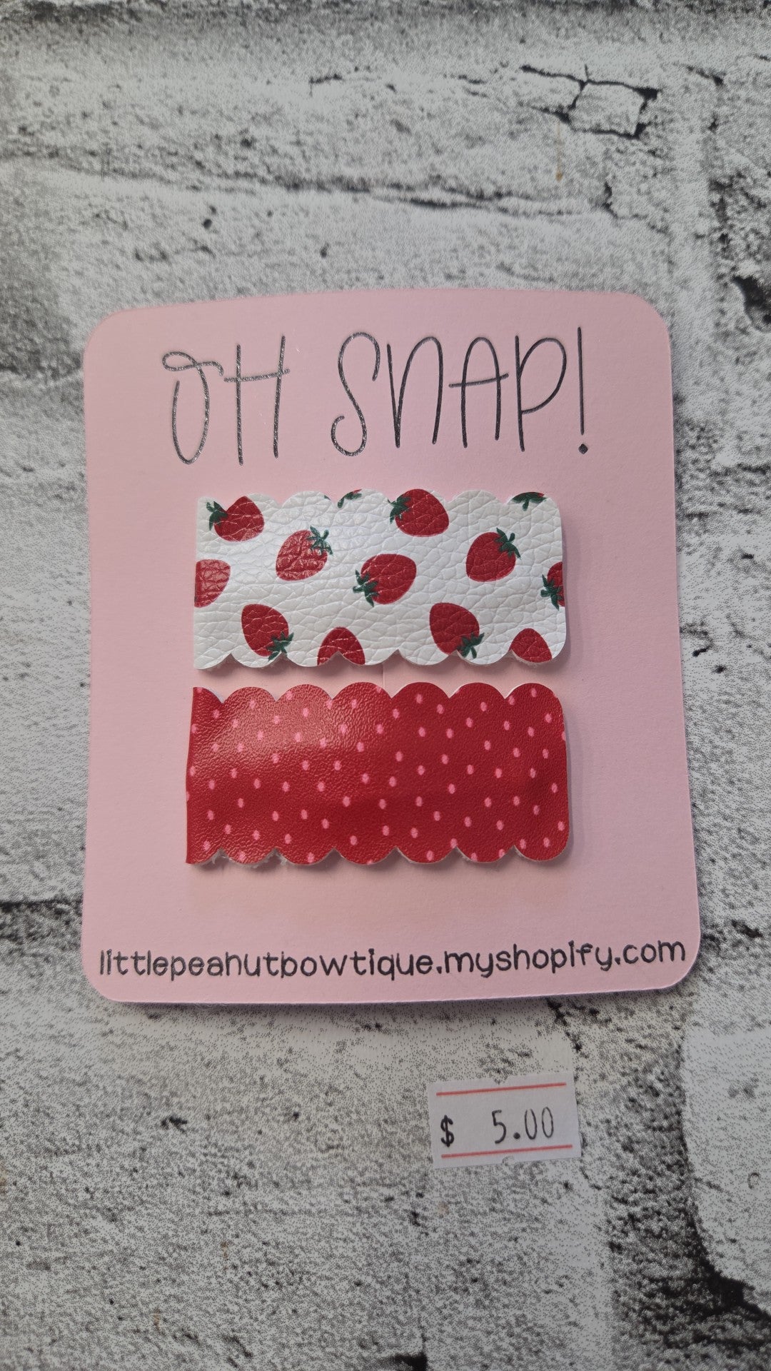 Little Peanut Bowtique - Snap Clips - Strawberry