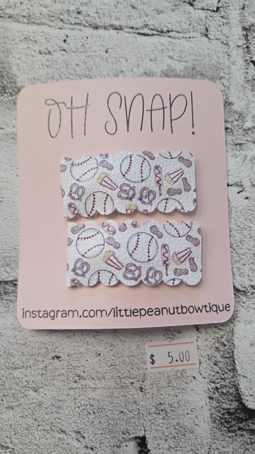 Little Peanut Bowtique - Snap Clips - Baseball