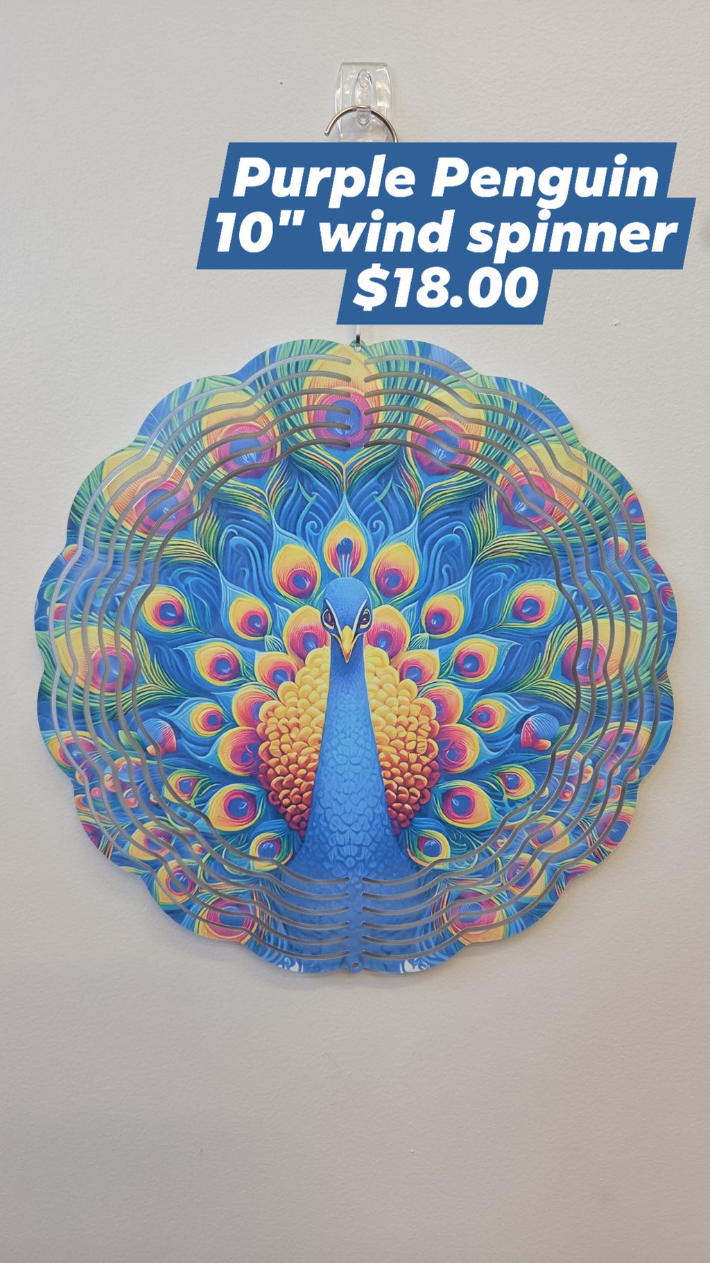 The Purple Penguin - 10" Wind Spinner - Multiple Designs