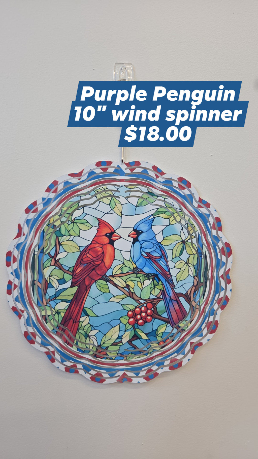 The Purple Penguin - 10" Wind Spinner - Multiple Designs