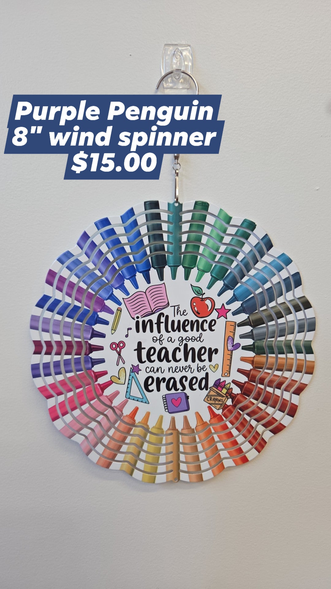 The Purple Penguin - 8" Wind Spinner - Teacher Designs