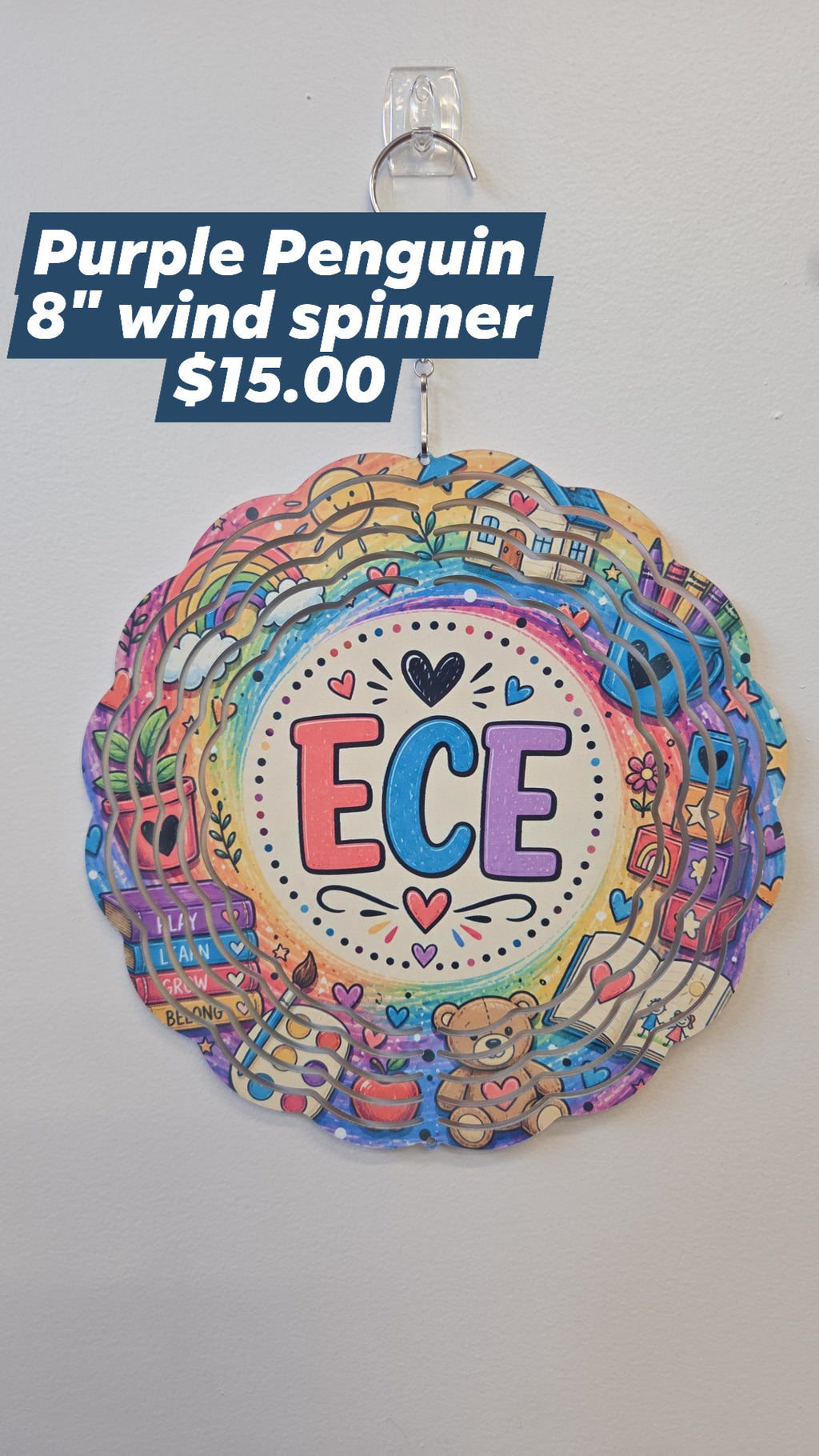 The Purple Penguin - 8" Wind Spinner - Teacher Designs