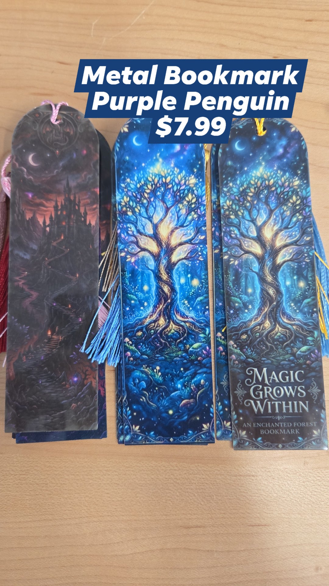 The Purple Penguin - Metal Bookmark - Surprise Colour - Trees
