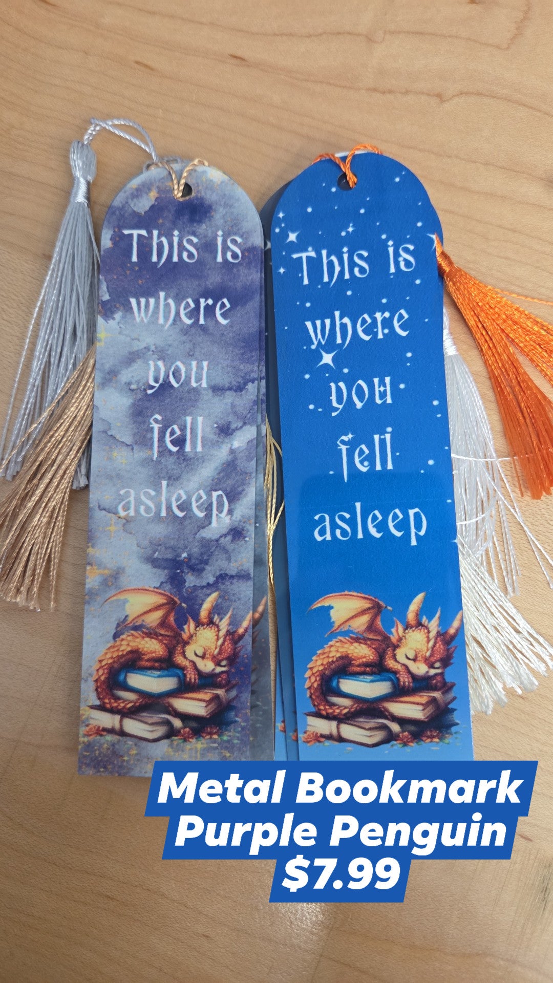 The Purple Penguin - Metal Bookmark - Surprise Colour - This is where you fell asleep