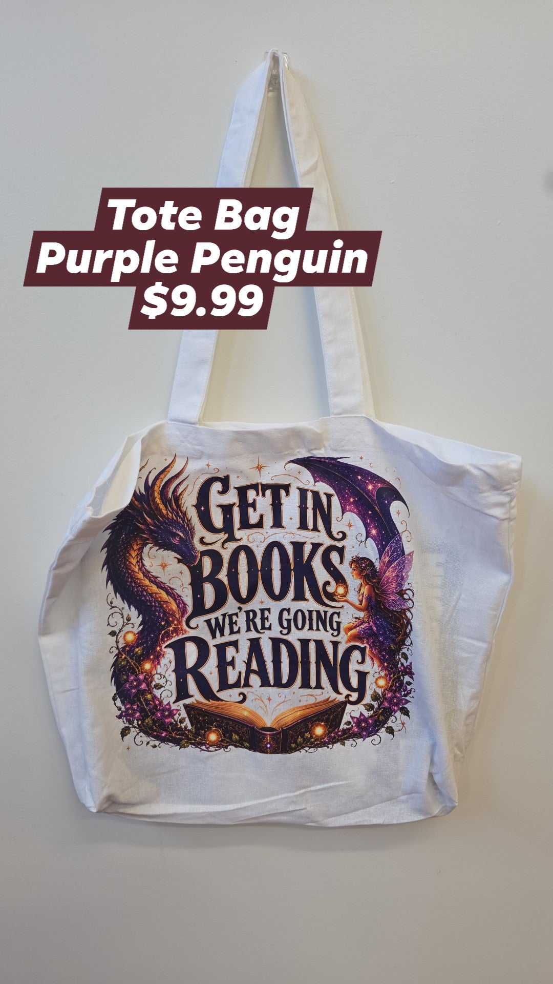 The Purple Penguin - Coloured Tote Bags - Multiple Designs