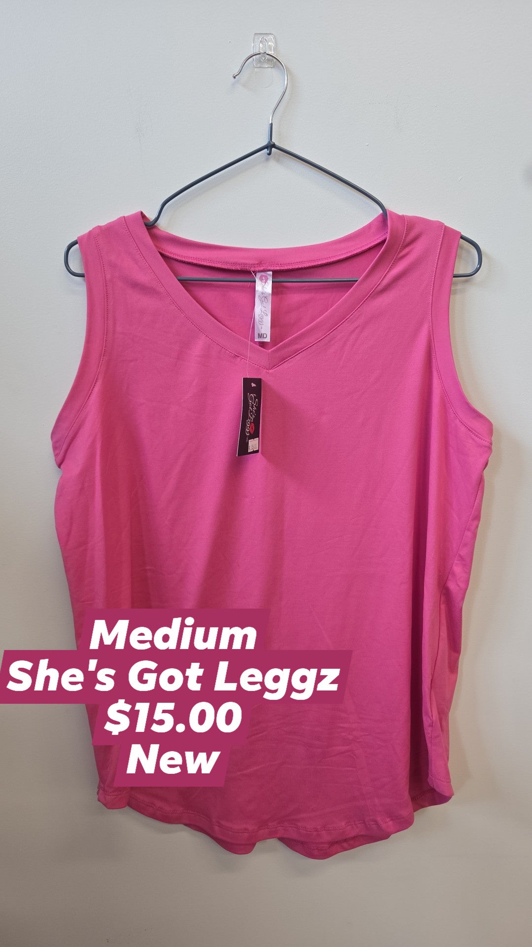 She's Got Leggz - Sleeveless - Medium - White/Pink/Black