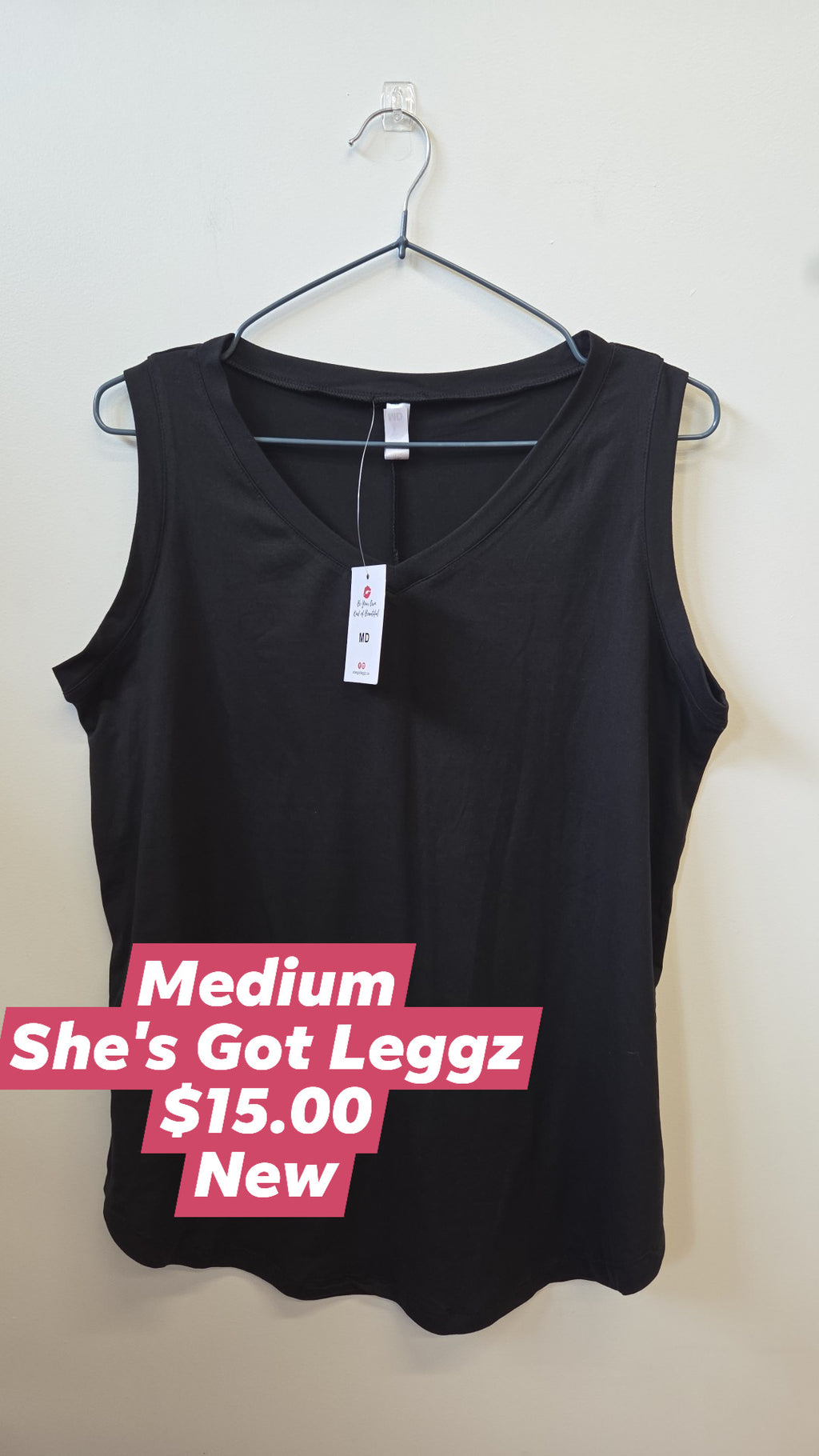 She's Got Leggz - Sleeveless - Medium - White/Pink/Black