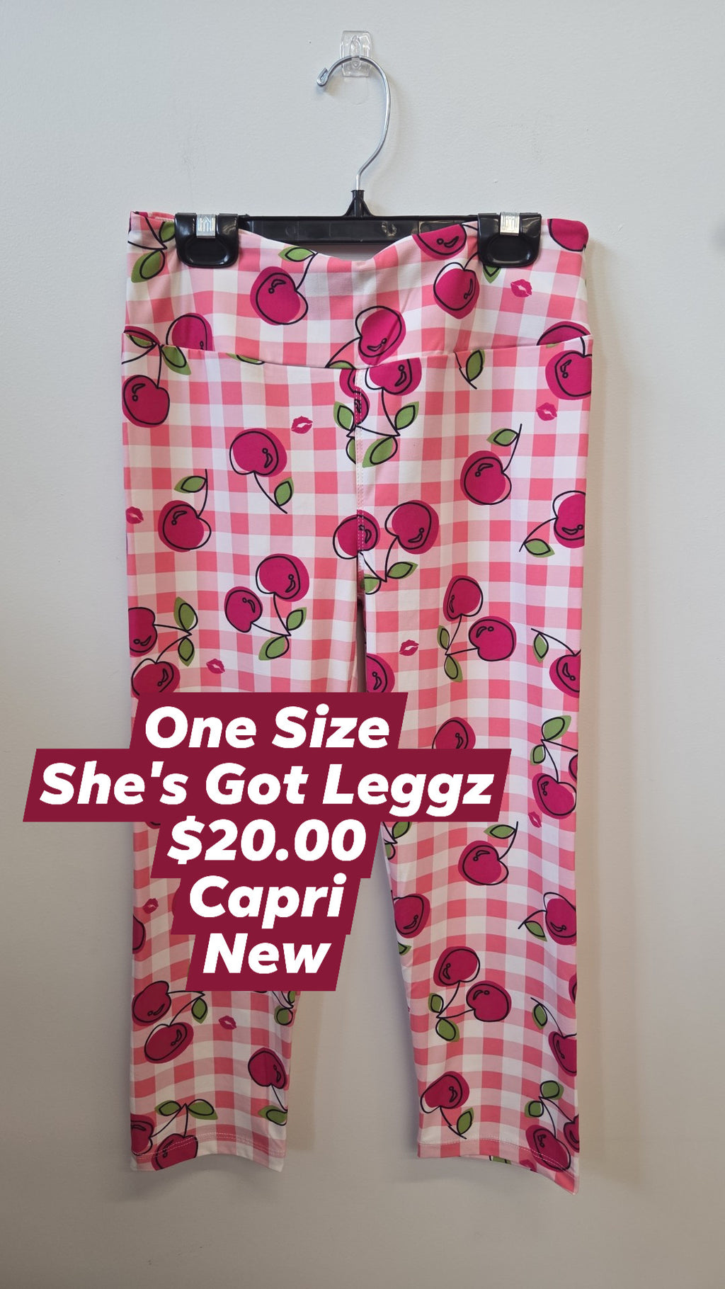 She's Got Leggz - One Size - Capri - Cherries/Green & White/Pink & Orange/Green & Pink