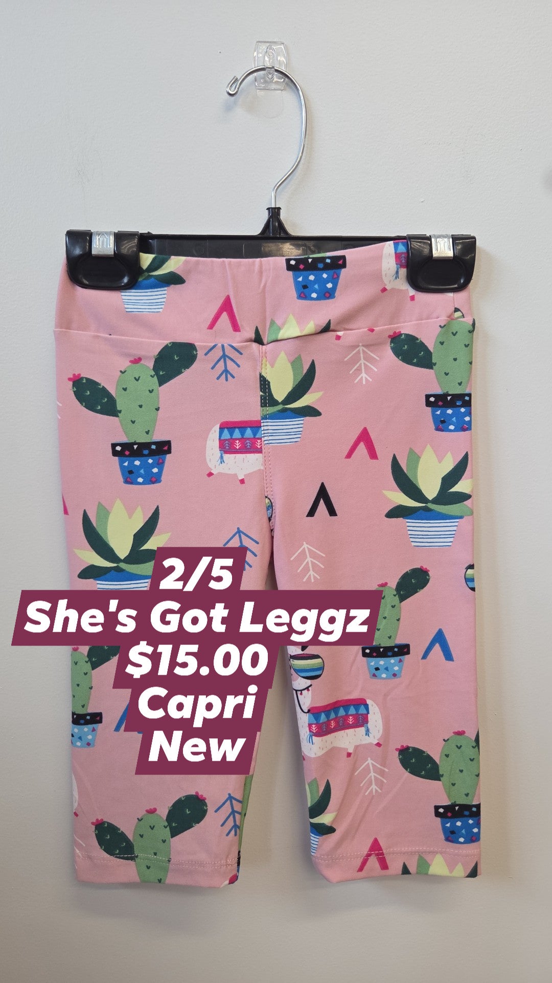 She's Got Leggz - Kids 2/5 - Capri - Llamas/Green & Blue
