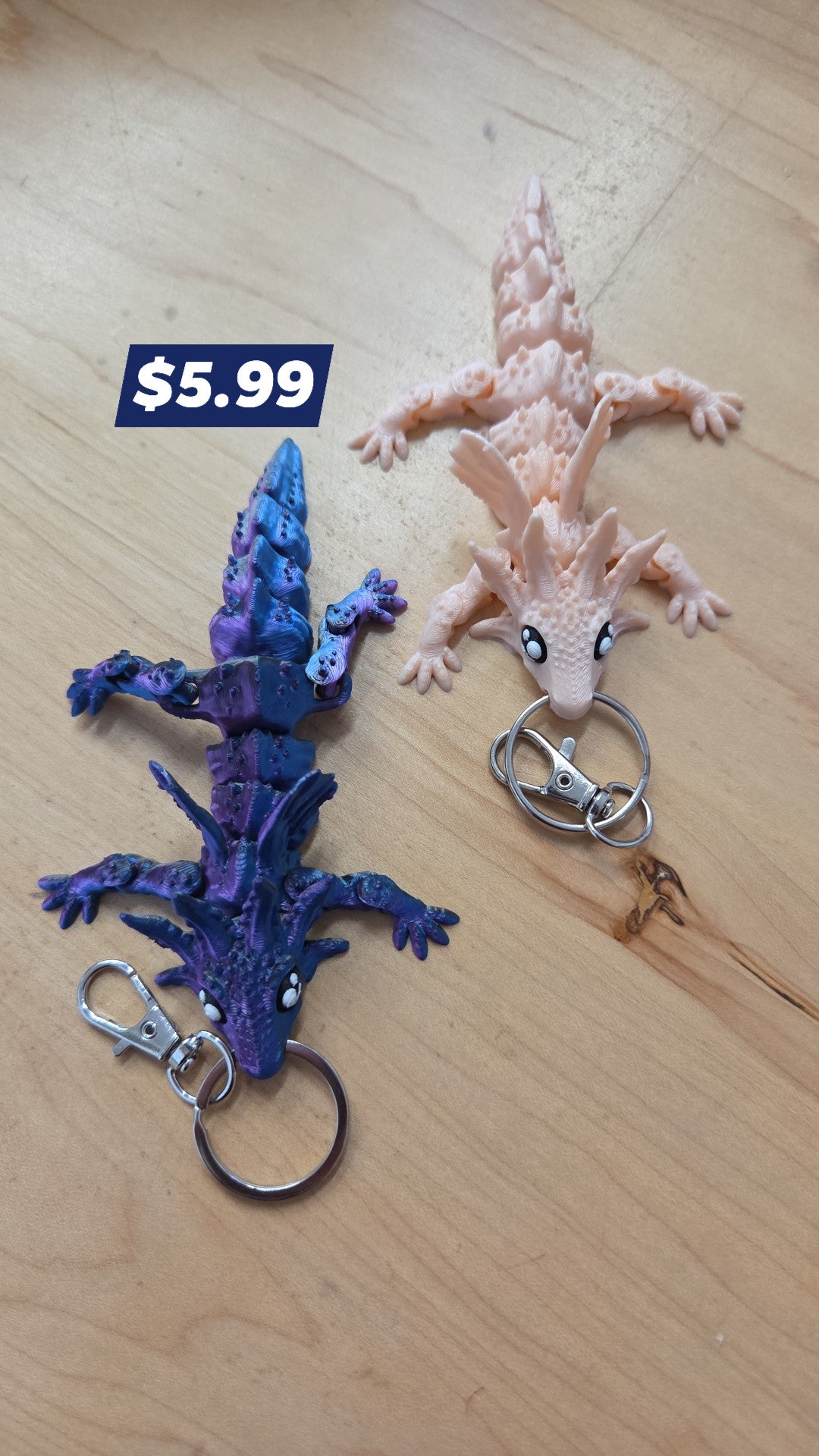 Tong 3D Designs - Axolotl Dragon Keychains