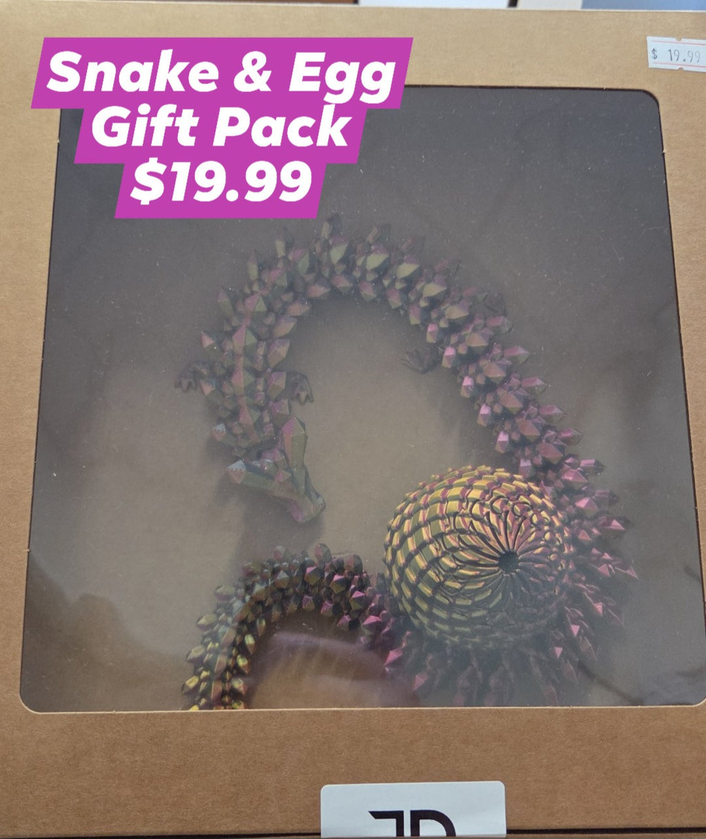 Tong 3D Designs - Snake/Dragon & Egg Gift Pack - Colours will vary