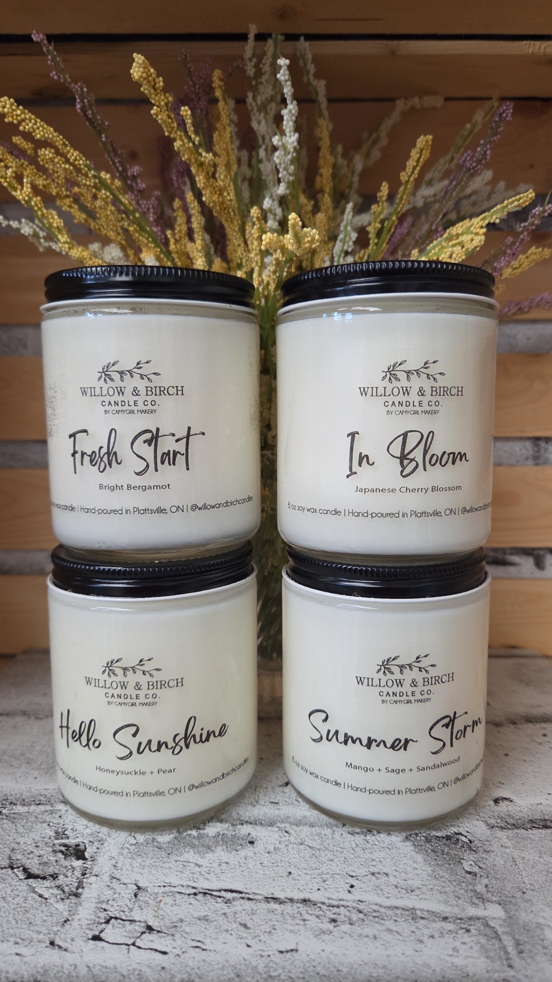 Willow & Birch Candle Co - Fresh Start, In Bloom, Hello Sunshine, Summer Storm