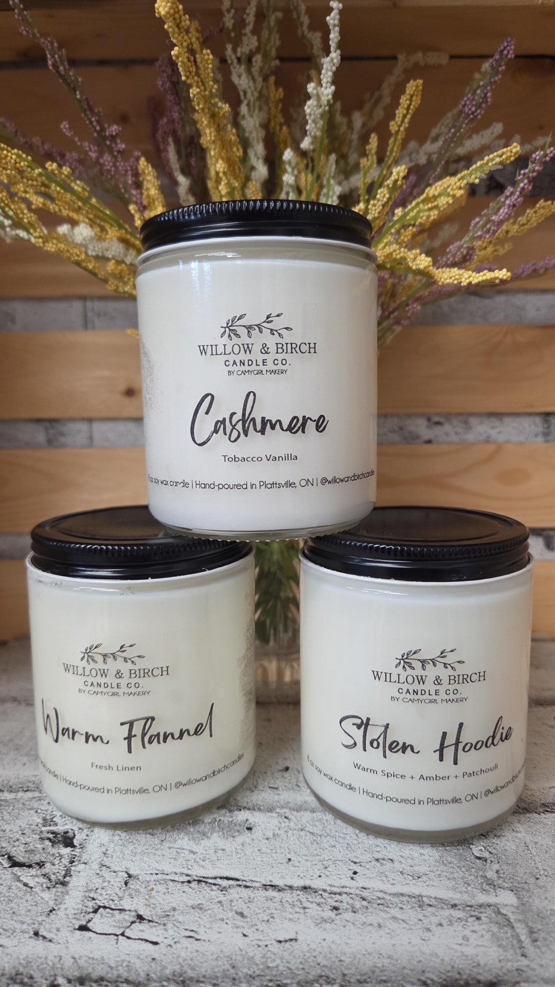 Willow & Birch Candle Co - Warm Flannel, Cashmere, Stolen Hoodie