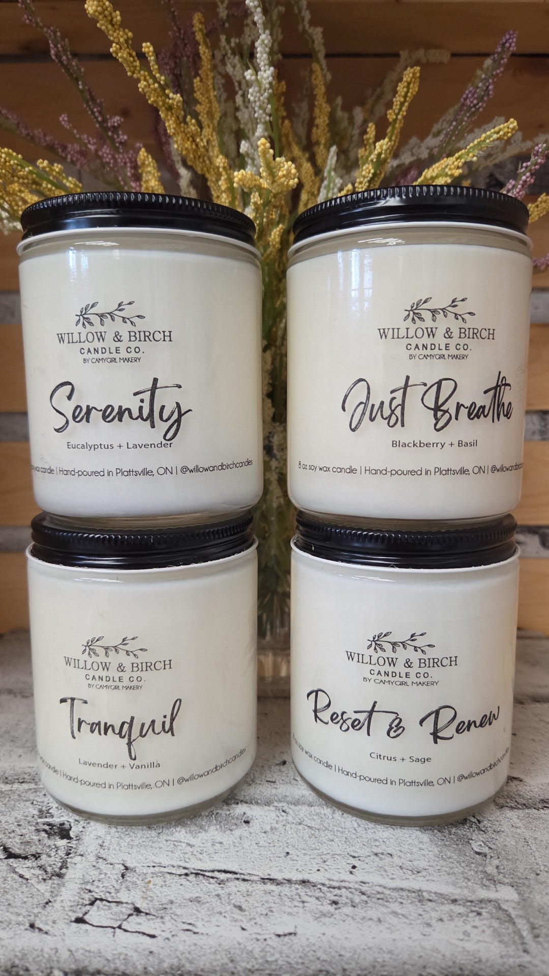Willow & Birch Candle Co - Serenity, Tranquil, Just Breathe, Reset & Renew