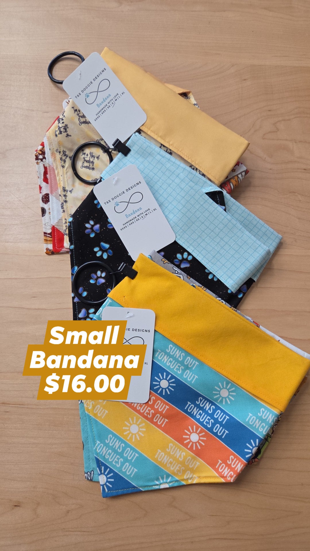 T&S Doggie Designs - Bandana - Tie-up & Through Collar - Multiple Designs