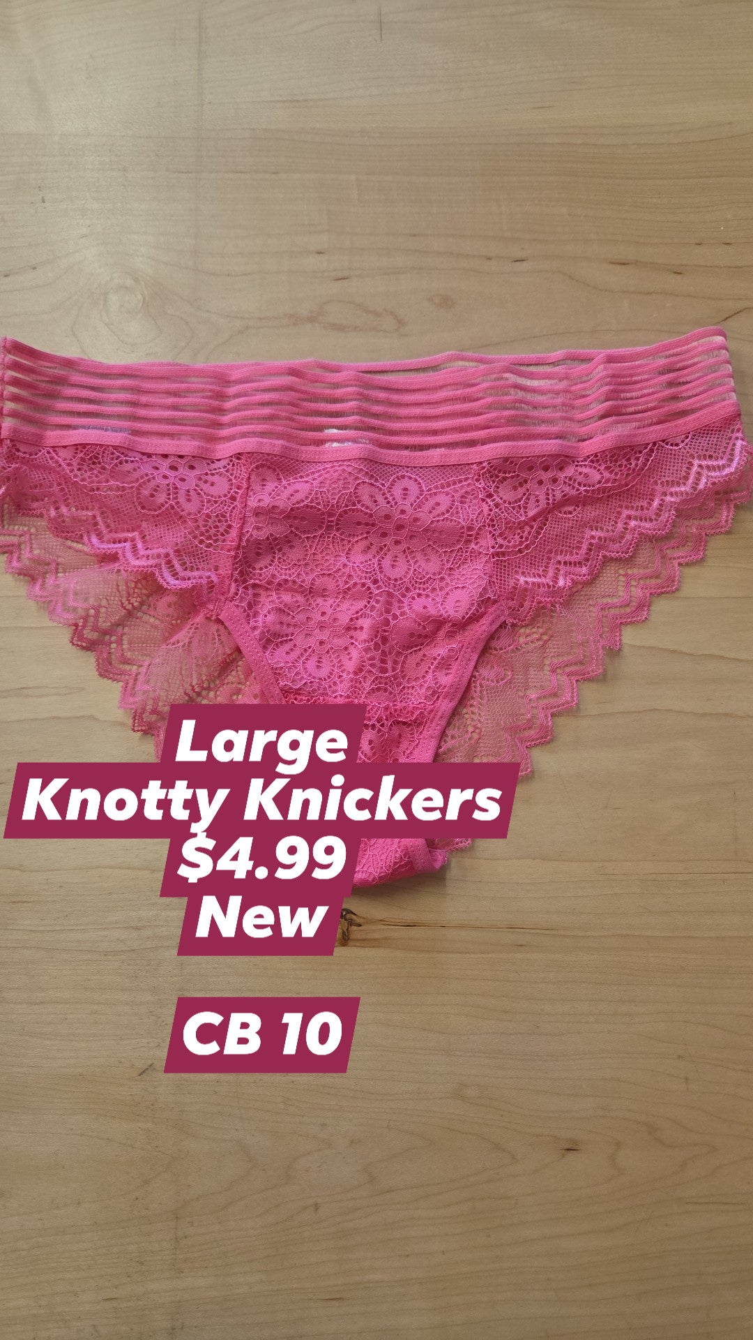 Large - Knotty Knickers - Pink & Black