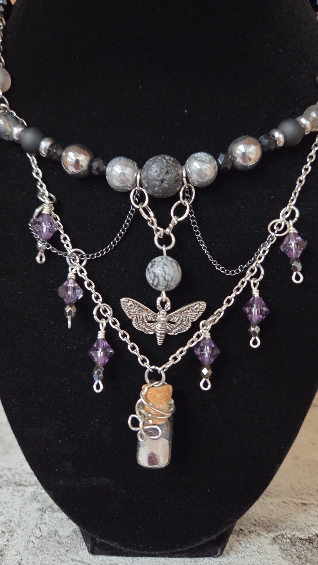 Paper Bag Yurei - Beaded Dragofly Necklace