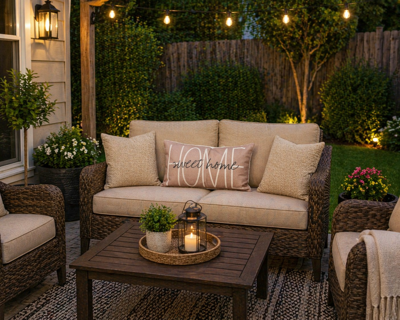 The Fern & Frond - Utopia Home Sweet Home Pillow in Taupe