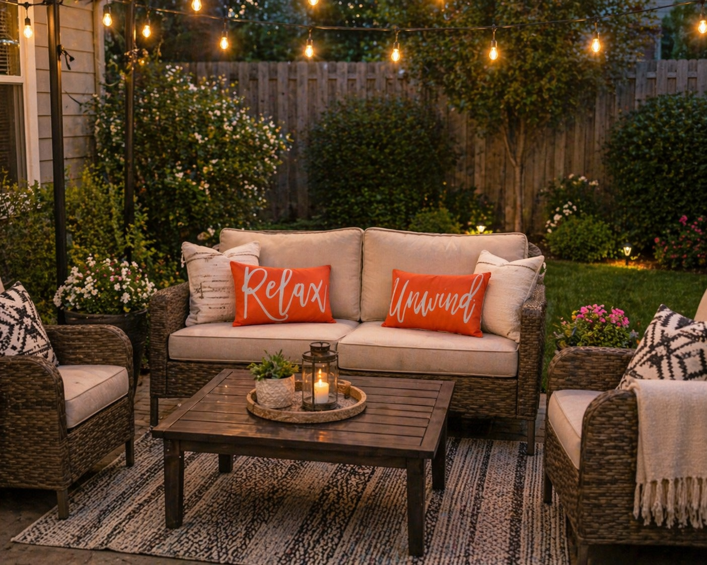 The Fern & Frond - Relax & Unwind Pillows in Orange - Pair