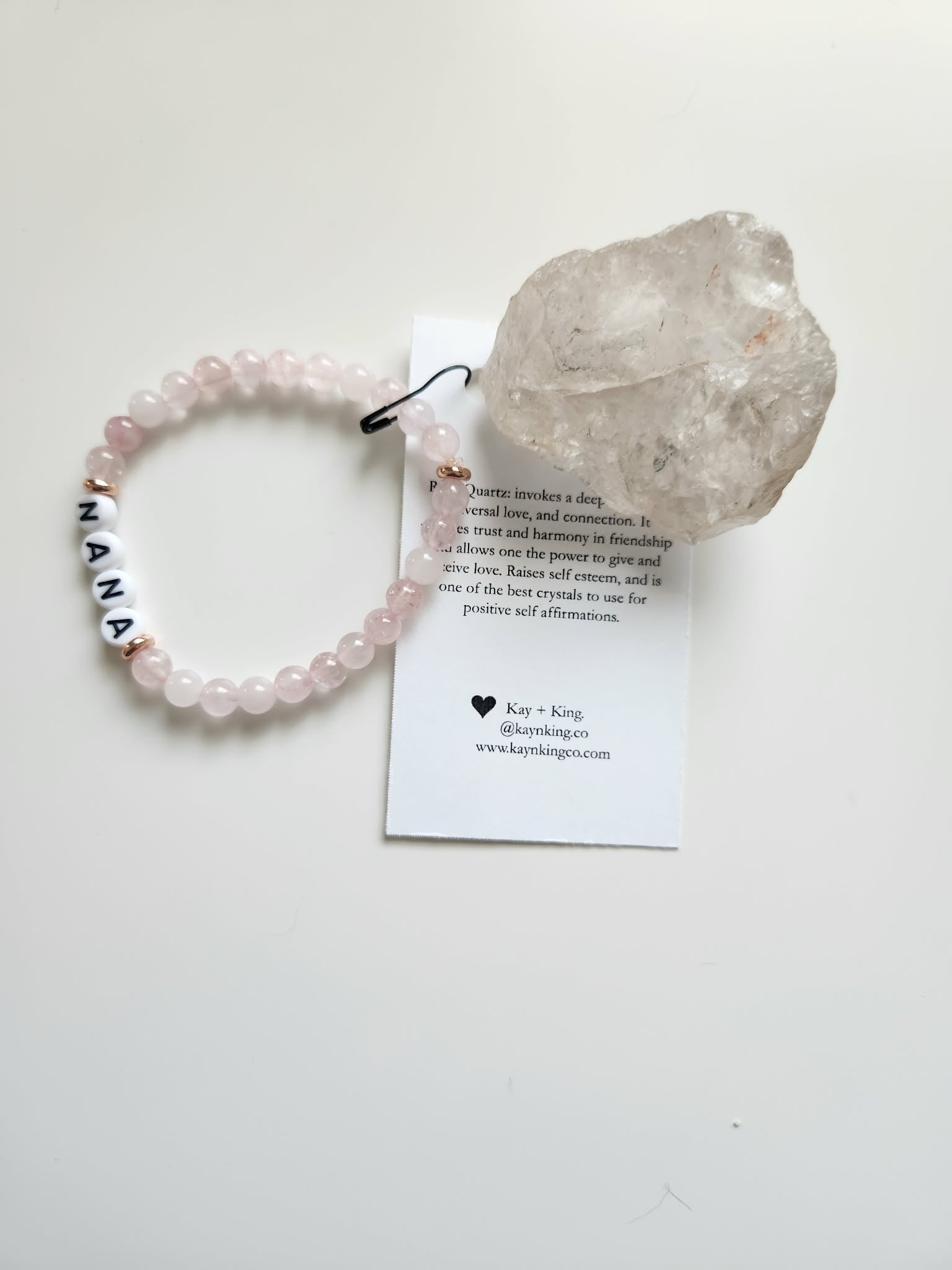 Kay & King Co. - Nana - Rose Quartz, will fit 6.5-7" wrist.