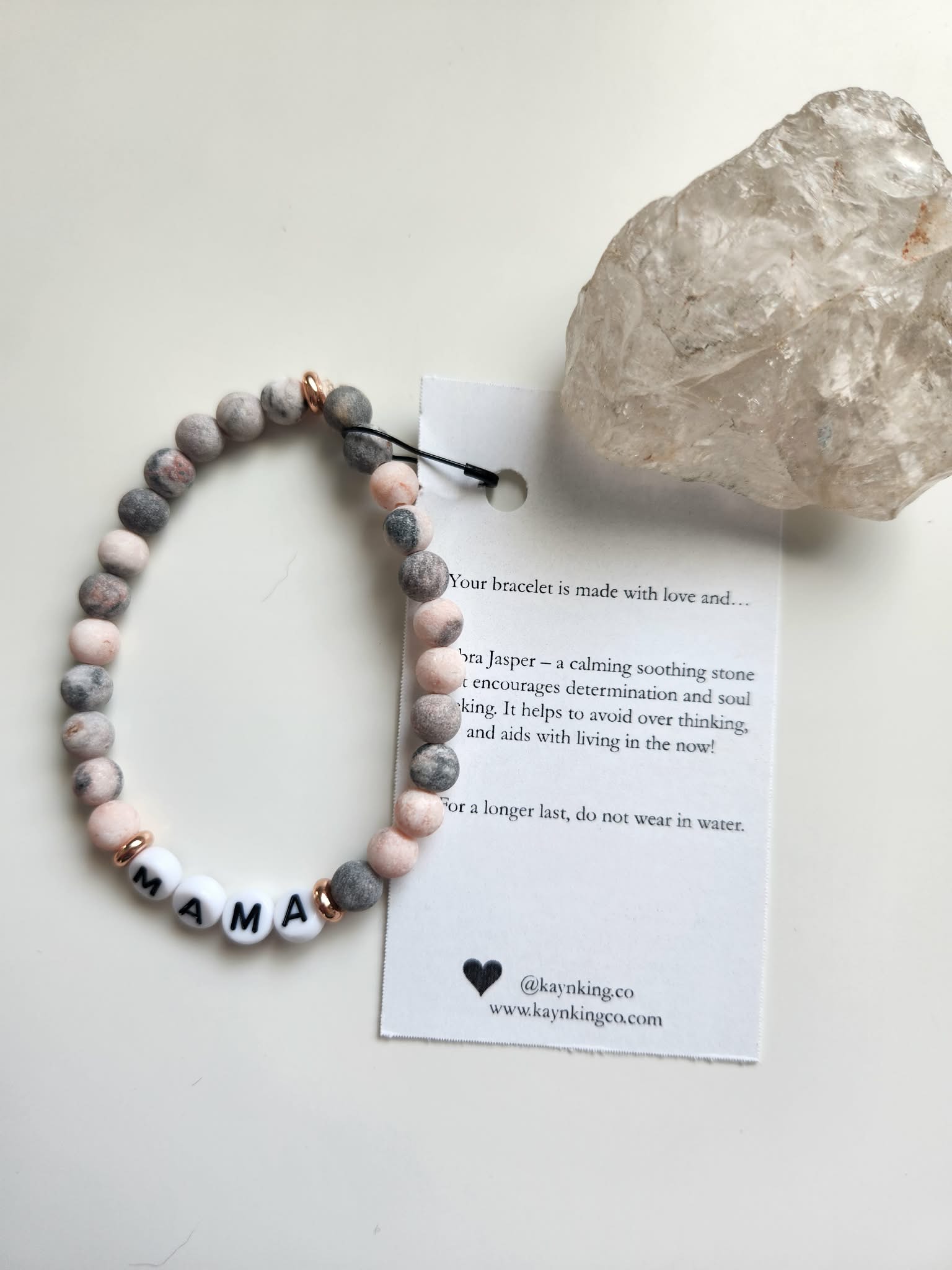 Kay & King Co. - Mama - Zebra Jasper, will fit 6.5-7" wrist.