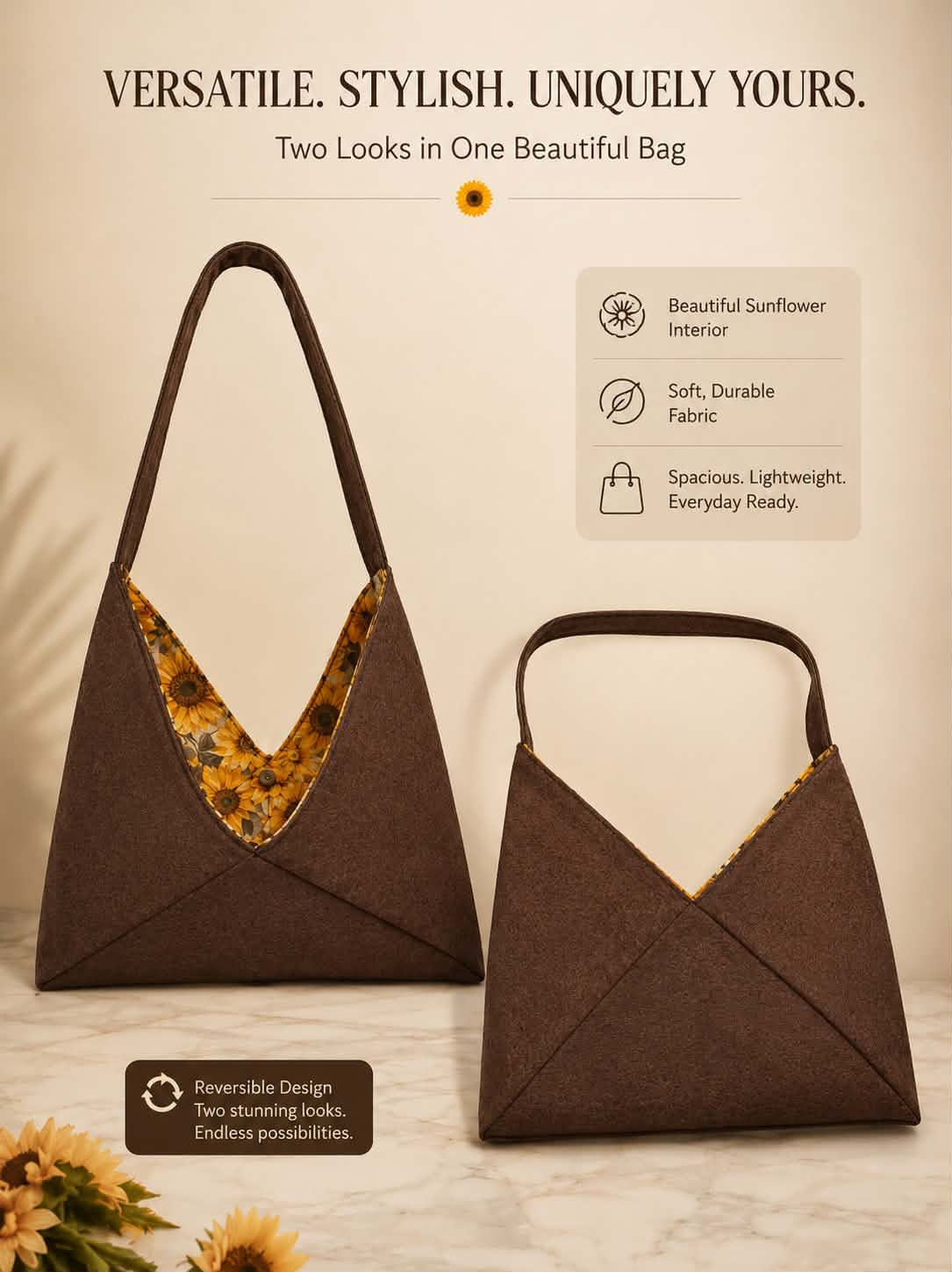 Tracy's Craftin' Creations - Brown faux leather sunflower
