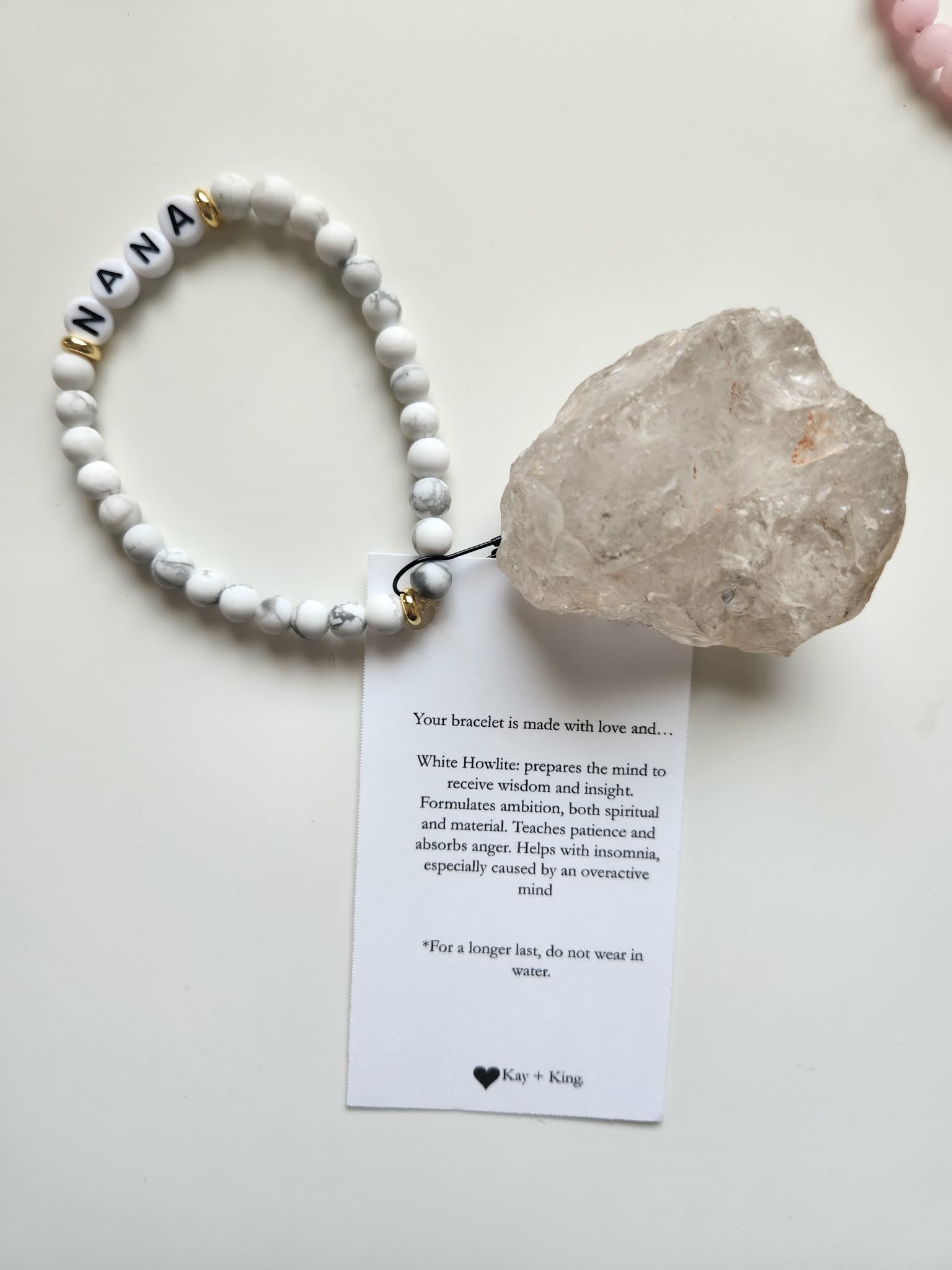 Kay & King Co. - Mama - White Howlite, will fit 6.5-7" wrist.