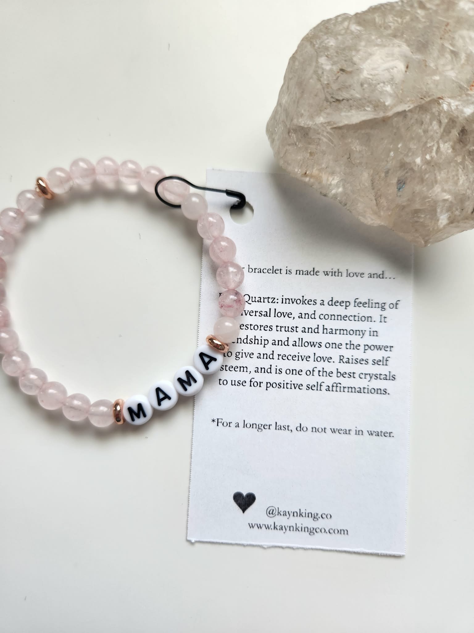 Kay & King Co. - Mama - Rose Quartz , will fit 6.5-7" wrist.
