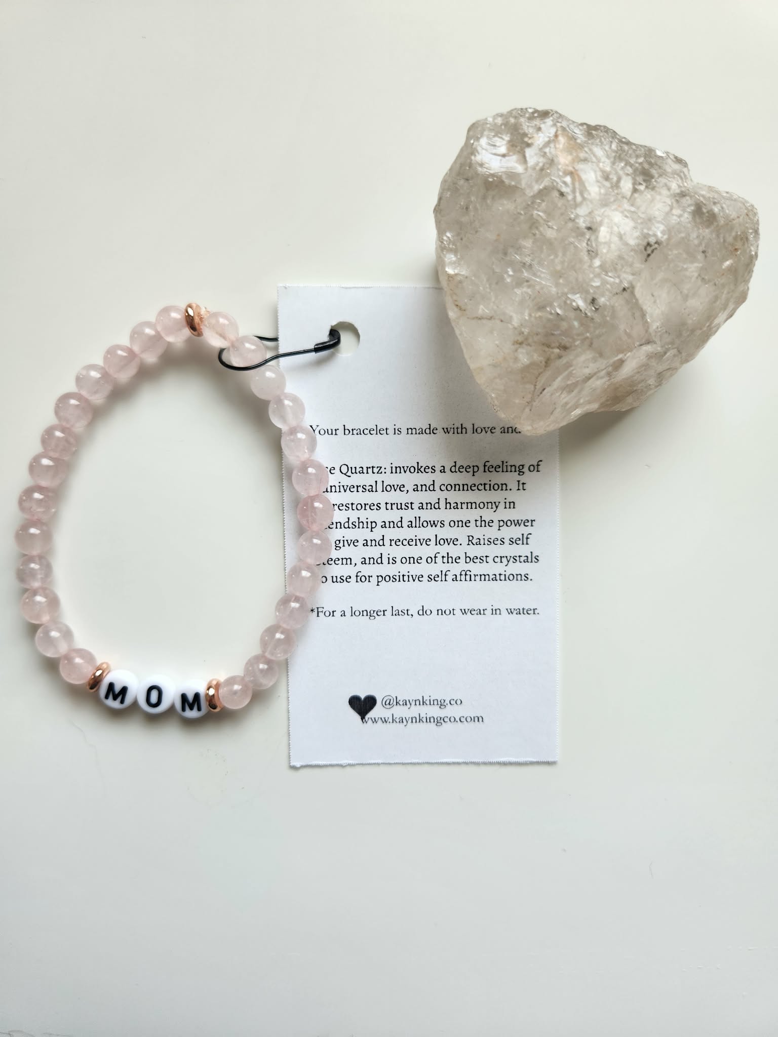 Kay & King Co. - Mom - Rose Quartz, will fit 6.5-7" wrist.
